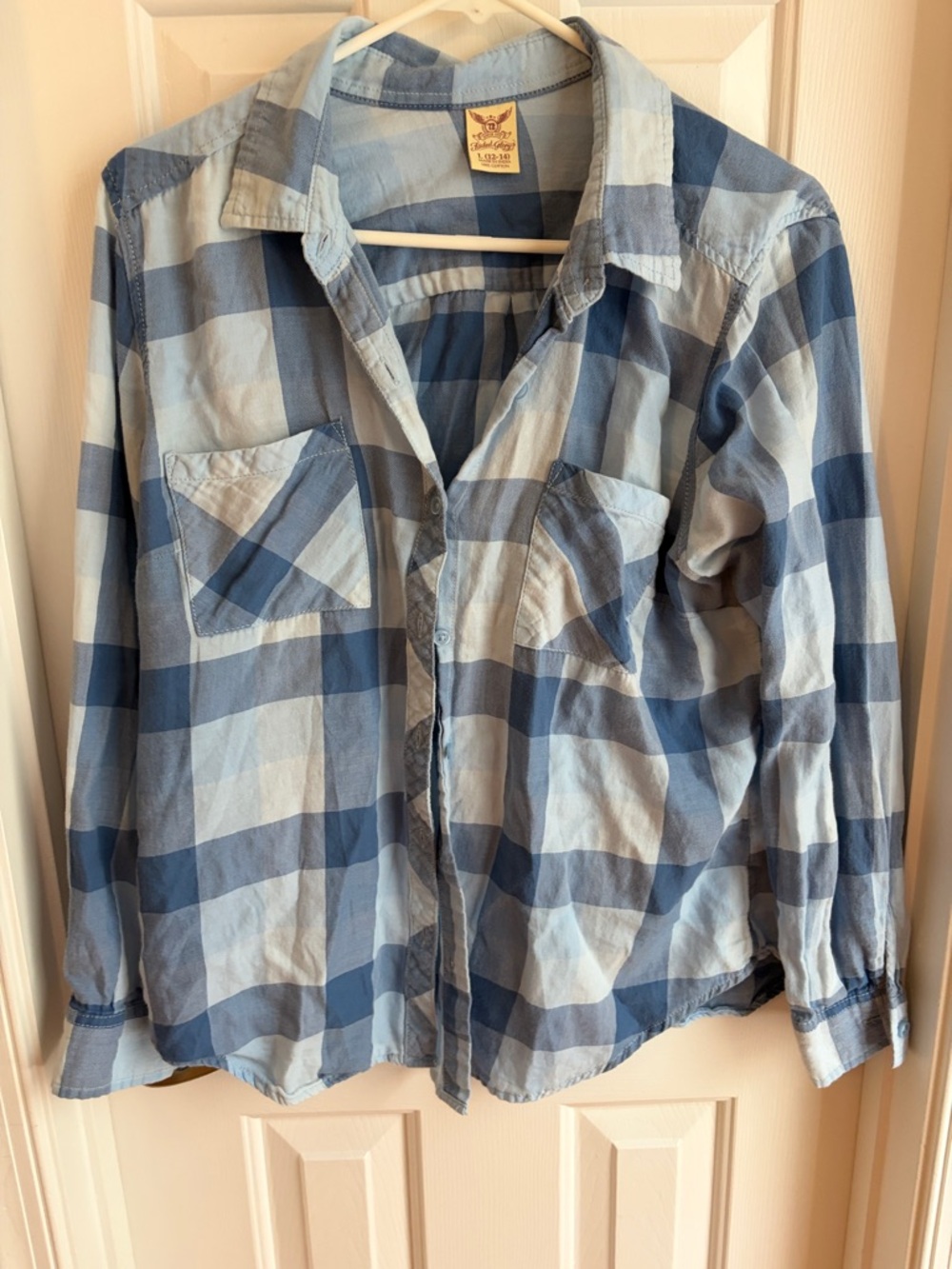 Faded Glory Blue Plaid Button-Down Shirt